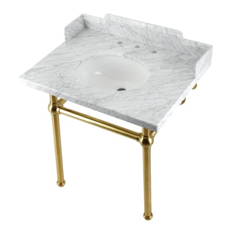 A large image of the Kingston Brass LMS3030MB Marble White / Brushed Brass