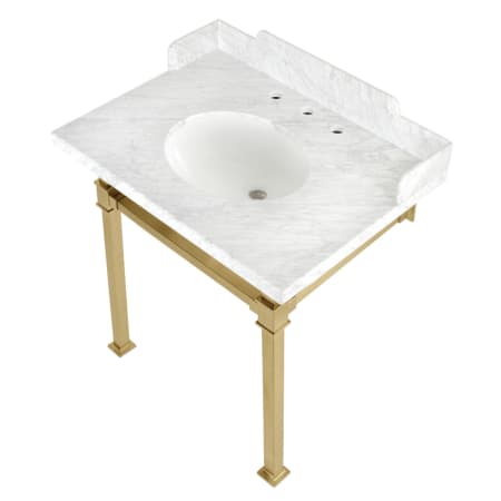 A large image of the Kingston Brass LMS30MOQ Marble White / Brushed Brass