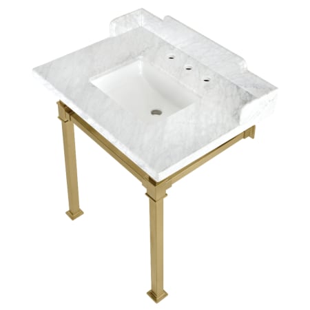 A large image of the Kingston Brass LMS30MSQ Marble White / Brushed Brass