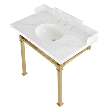 A large image of the Kingston Brass LMS36MOQ Marble White / Brushed Brass