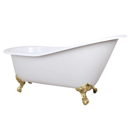 A large image of the Kingston Brass NHVCTND653129B White / Polished Brass Feet