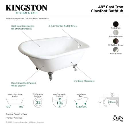 A large image of the Kingston Brass VCT3D483018NT Alternate Image