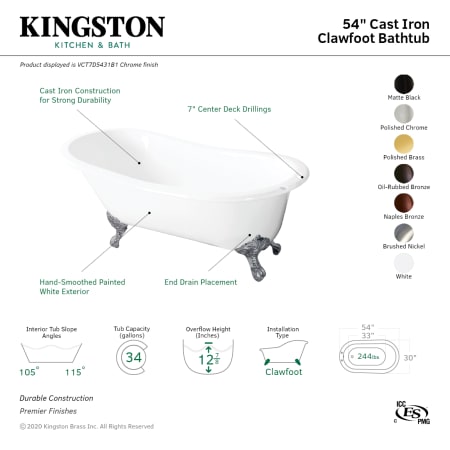 A large image of the Kingston Brass VCT7D5431B Alternate Image