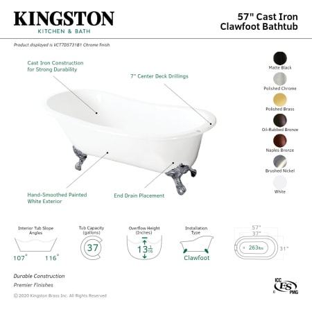A large image of the Kingston Brass VCT7D5731B Alternate Image
