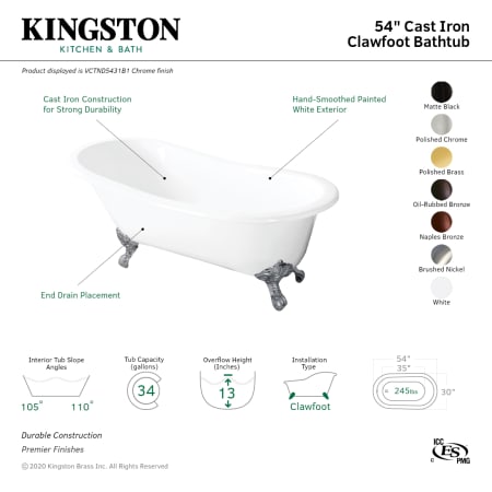 A large image of the Kingston Brass VCTND5431B Alternate Image