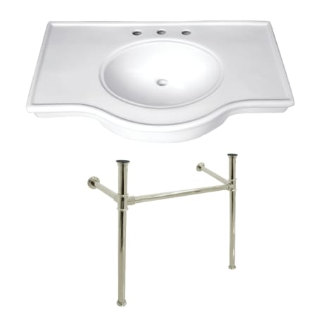 A large image of the Kingston Brass VPB137.ST-T-SET White / Polished Nickel