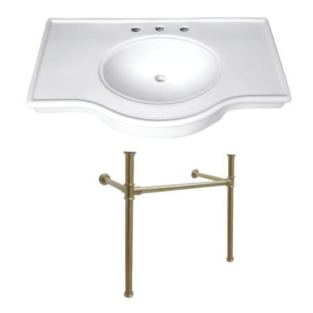 A large image of the Kingston Brass VPB137.ST-T-SET White / Brushed Brass