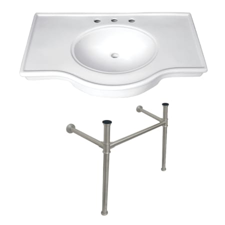 A large image of the Kingston Brass VPB137.ST-T-SET White / Brushed Nickel