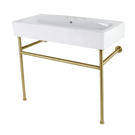 A large image of the Kingston Brass VPB3917W.ST White / Brushed Brass