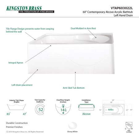 A large image of the Kingston Brass VTAP603022L Alternate Image