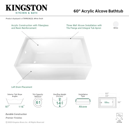 A large image of the Kingston Brass VTAP603622L Alternate Image