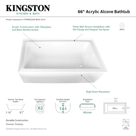 A large image of the Kingston Brass VTAP663222R Alternate Image