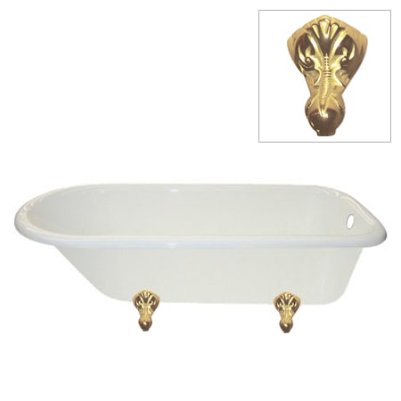 A large image of the Kingston Brass VCTND673123T White / Polished Brass Feet