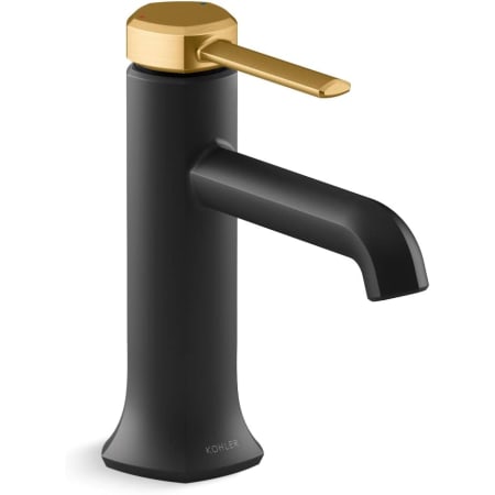 A large image of the Kohler K-27000-4N Matte Black with Moderne Brass