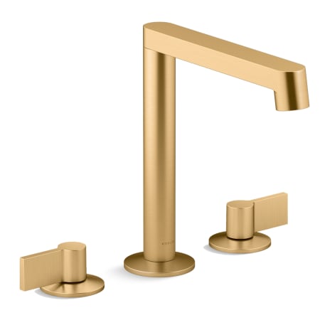 A large image of the Kohler K-77969-4 Vibrant Brushed Moderne Brass