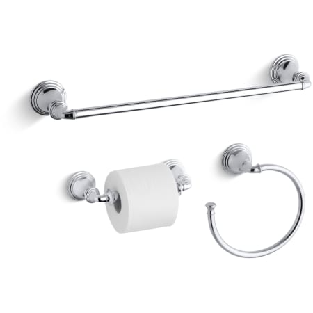 Kohler Devonshire Good Accessory Pack 2-PB Polished Brass 18 Towel Bar,  Towel Ring and Tissue Holder 