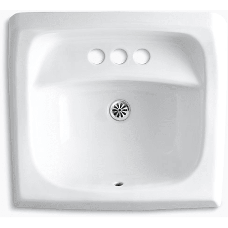 Kohler K-2005-0 White Kingston 16" Wall Mounted Bathroom Sink with 3