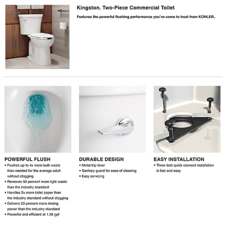 A large image of the Kohler K-25076 Two Piece Toilet Info