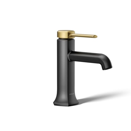 A large image of the Kohler K-27000-4 Matte Black with Moderne Brass