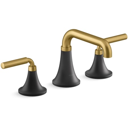 A large image of the Kohler K-27416-4K Matte Black with Moderne Brass