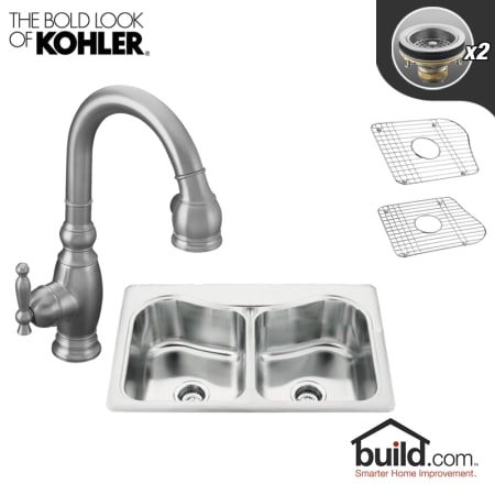 A large image of the Kohler K-3369-4/K-691 Brushed Chrome Faucet