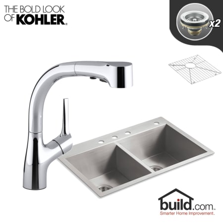 A large image of the Kohler K-3820-4/K-13963 Polished Chrome Faucet