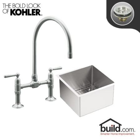 A large image of the Kohler K-5287/K-7337-4 Brushed Stainless Faucet