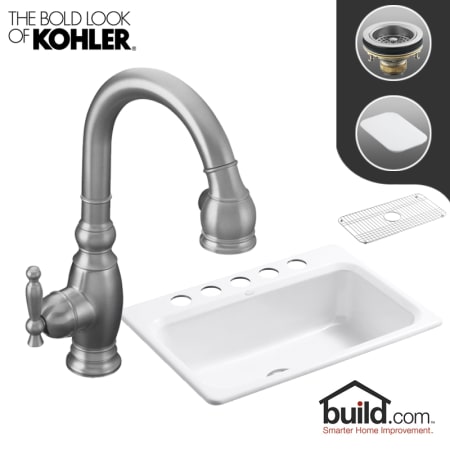 A large image of the Kohler K-5832-5U/K-691 Brushed Chrome Faucet