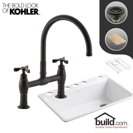 A large image of the Kohler K-5871-5UA3/K-6130-3 Oil Rubbed Bronze Faucet