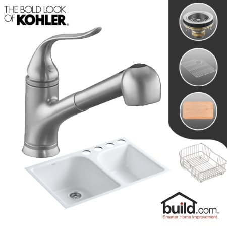 A large image of the Kohler K-5931-4U/K-15160 Brushed Chrome Faucet