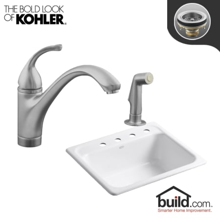 A large image of the Kohler K-5964-4/K-10416 Brushed Chrome Faucet