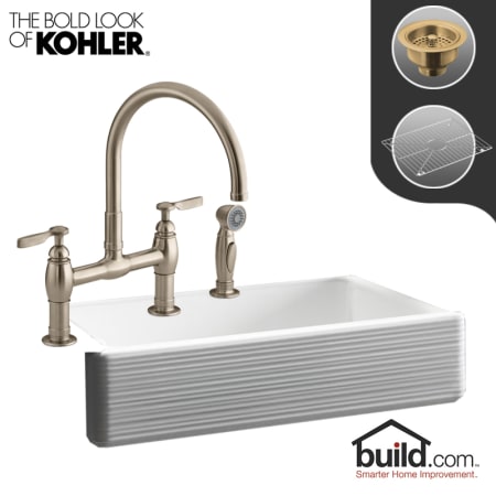 A large image of the Kohler K-6351/K-6131-4 Brushed Bronze Faucet
