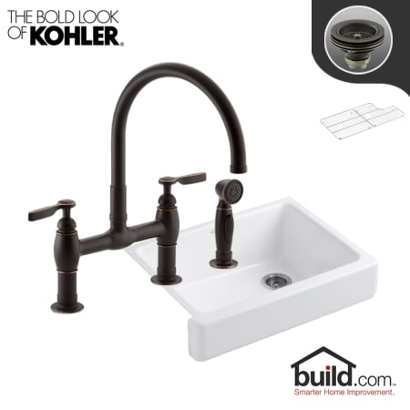 A large image of the Kohler K-6486/K-6131-4 Oil Rubbed Bronze Faucet