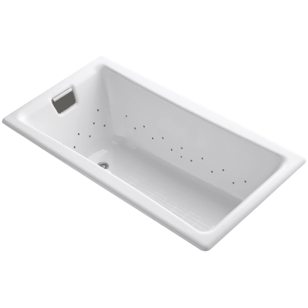 Kohler K-852-GHBN-0 White Tea-for-Two 60" Drop In Cast Iron Air Tub with Reversible Drain ...