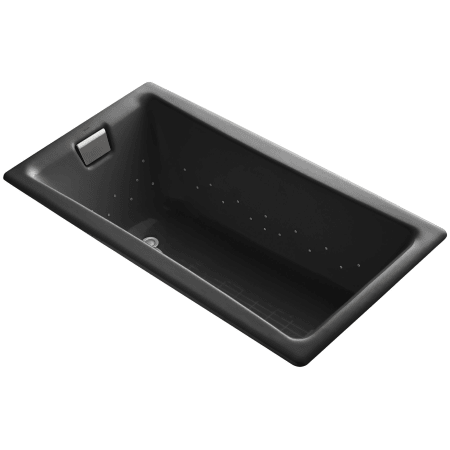 Kohler K-852-GHBN-7 Black Black Tea-for-Two 60" Drop In Cast Iron Air Tub with Reversible Drain ...