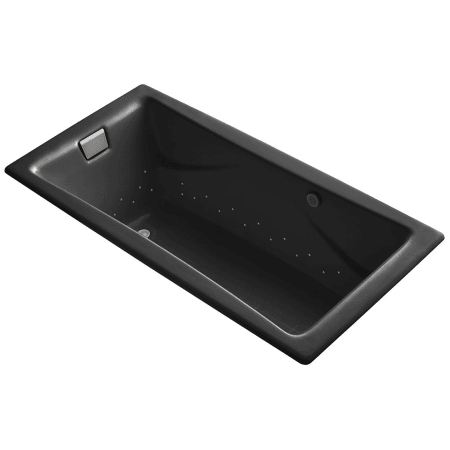 Kohler K-865-GHBN-7 Black Black Tea-for-Two 72" Drop In Cast Iron Air Tub with Reversible Drain ...