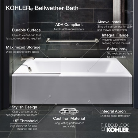 Three Wall Alcove Bath Tub, Kohler K 837 0 Bathtub Dimensions