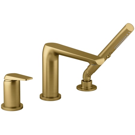 A large image of the Kohler K-97360-4 Vibrant Brushed Moderne Brass