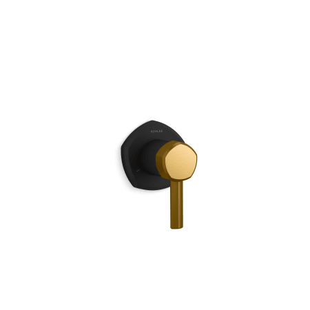 A large image of the Kohler K-T27042-4 Matte Black with Moderne Brass