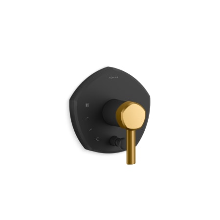 A large image of the Kohler K-T27044-4 Matte Black with Moderne Brass