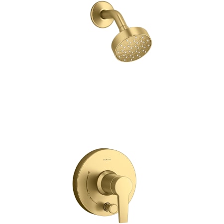 A large image of the Kohler K-T49990-4Y Vibrant Brushed Moderne Brass