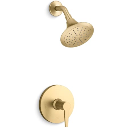 A large image of the Kohler K-TS97077-4Y Vibrant Brushed Moderne Brass