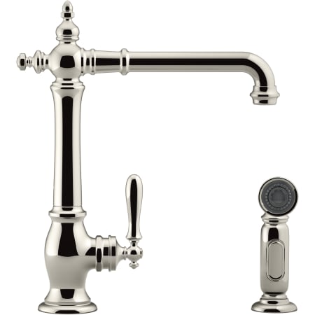 Kohler K-99265-SN Vibrant Polished Nickel Artifacts High Arc Spout Kitchen Faucet with ProMotion ...