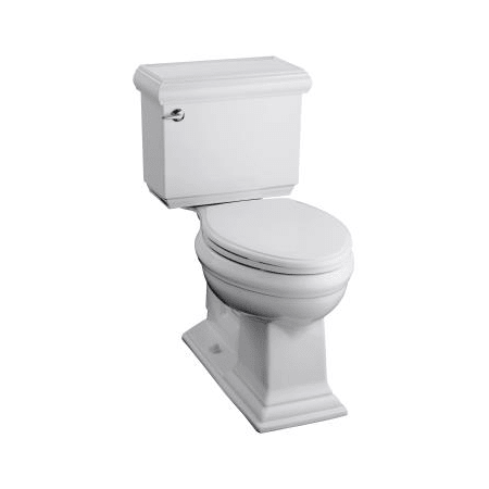 Insuliner and Left-Hand Trip Lever White KOHLER K-3816-U-0 Memoirs Classic Comfort Height Elongated 1.28 GPF Toilet with Aqua Piston Flush Technology 2-Piece