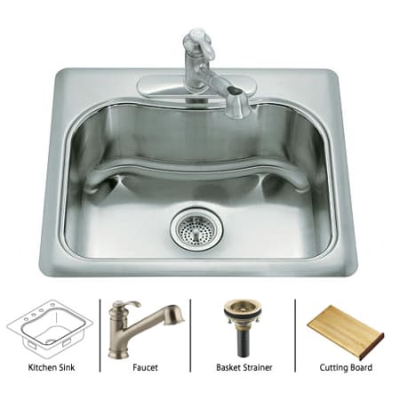 A large image of the Kohler Staccato-K-3362-1-Package Stainless Sink / Brushed Bronze Basket Strainer