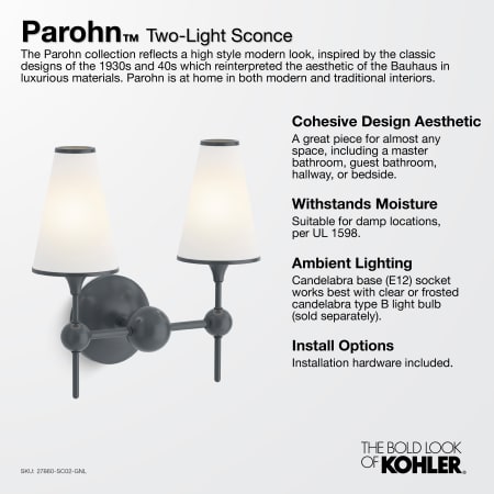 A large image of the Kohler Lighting 27860-SC02 Kohler Parohn 2 Light Sconce