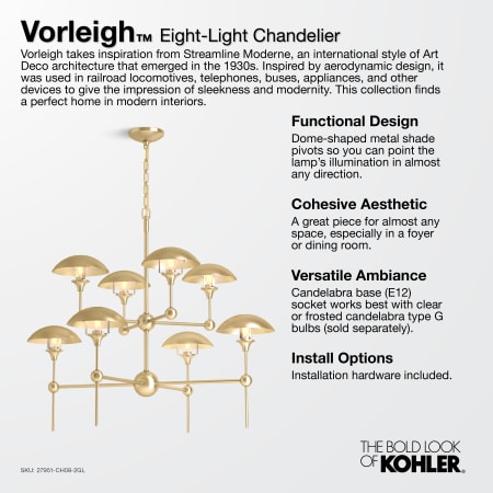 A large image of the Kohler Lighting 27951-CH08 Kohler Vorleigh Eight-Light Chandelier