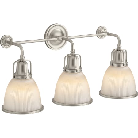 A large image of the Kohler Lighting 32283-SC03 32283-SC03 in Brushed Nickel - Light On