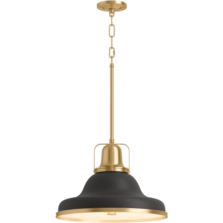 A large image of the Kohler Lighting 32290-PE03 32290-PE03 in Matte Black / Brushed Modern Brass - Light On