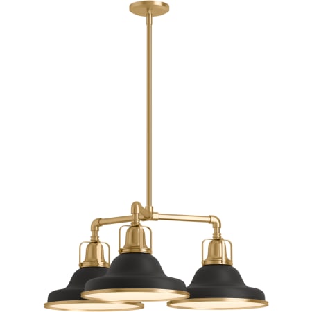 A large image of the Kohler Lighting 32293-CH03 32293-CH03 in Matte Black / Brushed Modern Brass - Light On